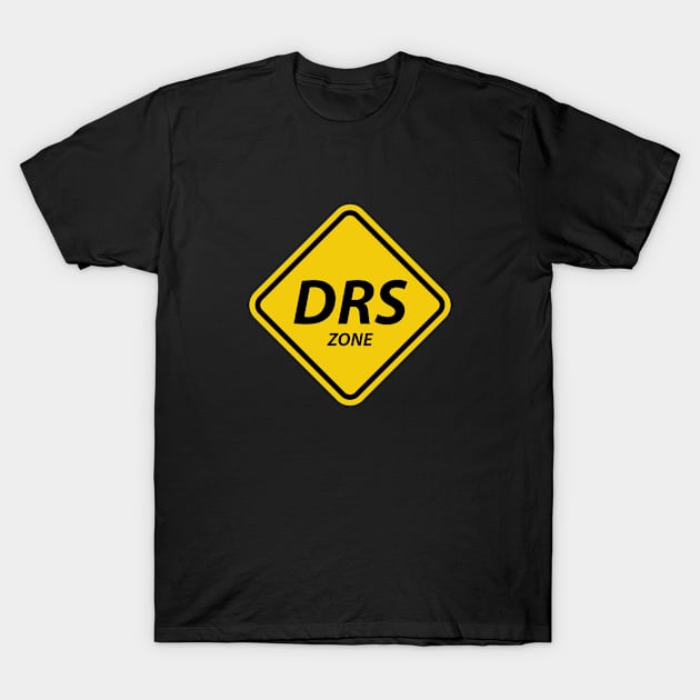 DRS zone Yellow Warning Traffic Sign T-Shirt by Adrian's Outline